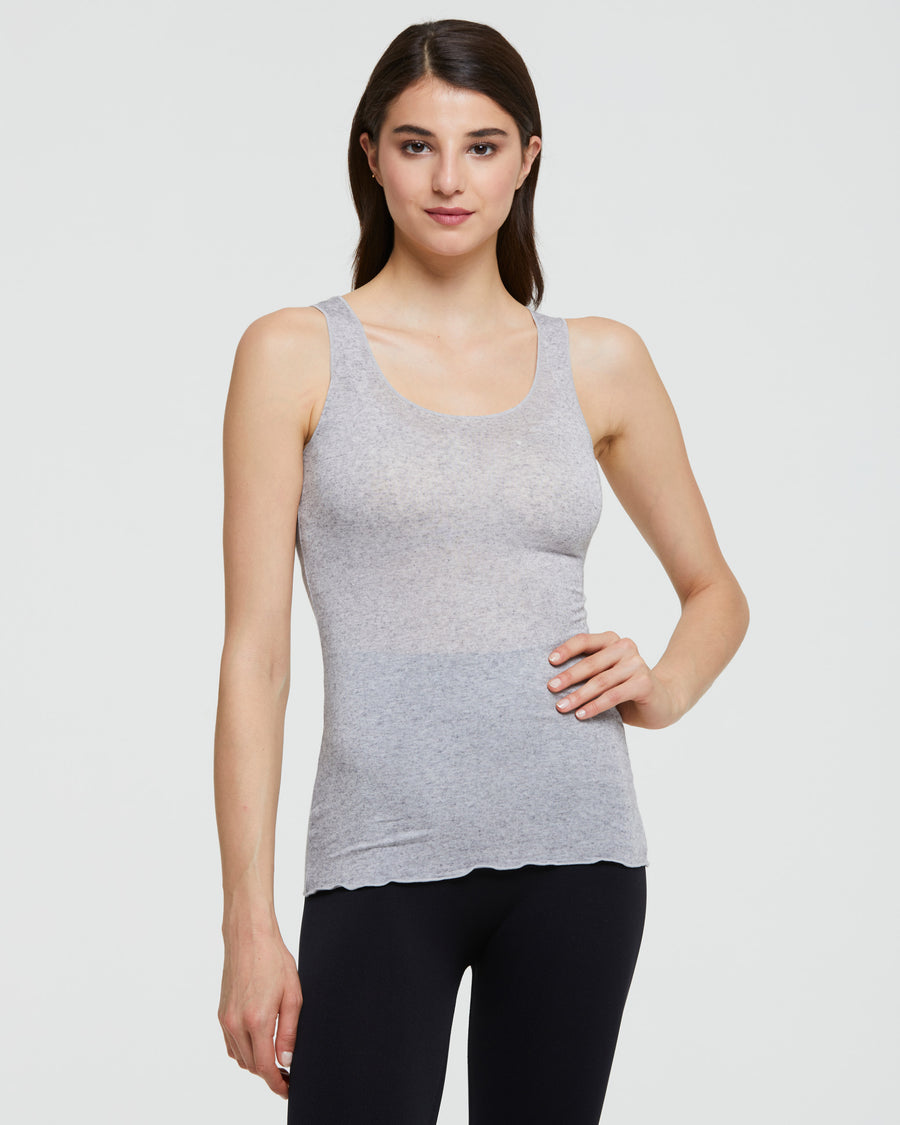 MELANGE CREW NECK MODAL CASHMERE VEST 