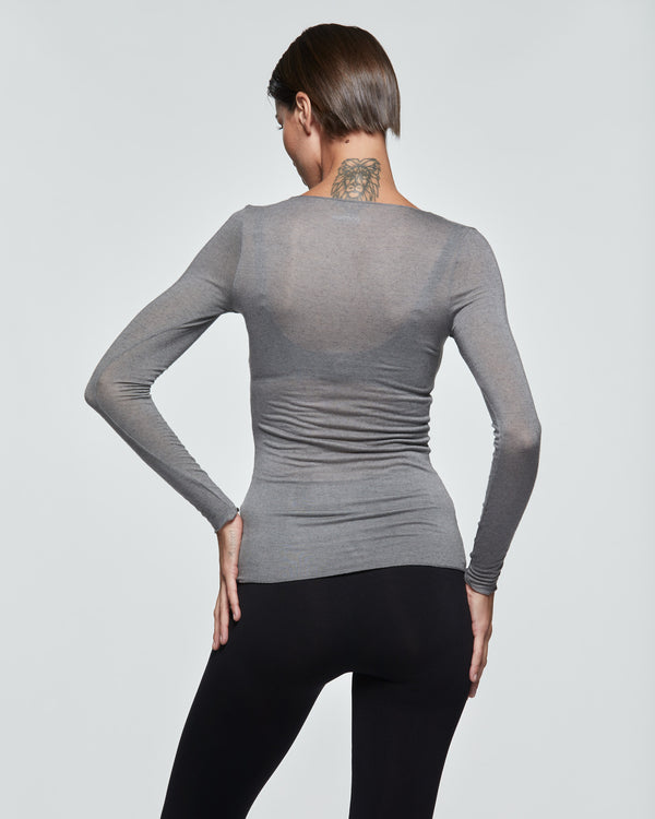 Modal cashmere scoop neck top 