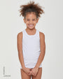 Girls' organic cotton crew neck wide strap vest 