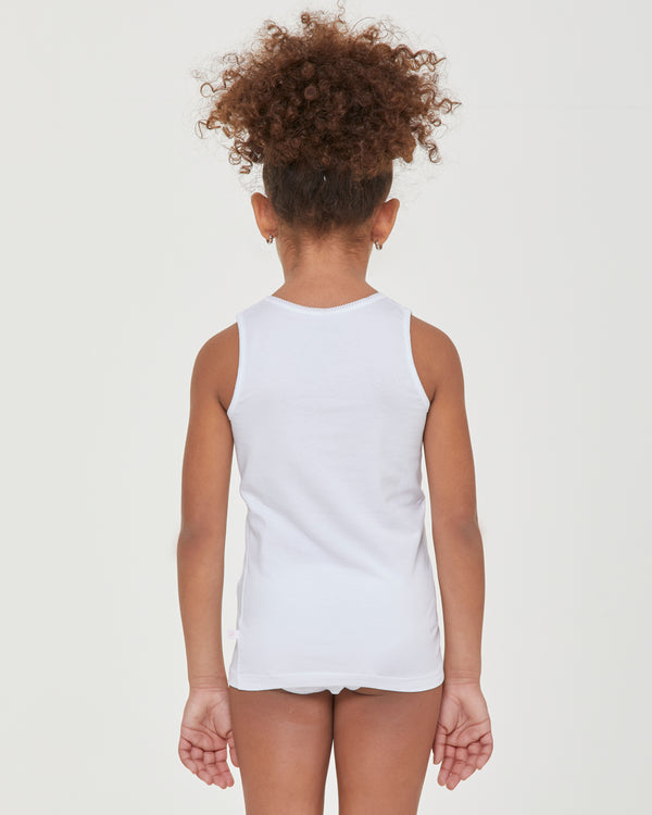Girls' organic cotton crew neck wide strap vest