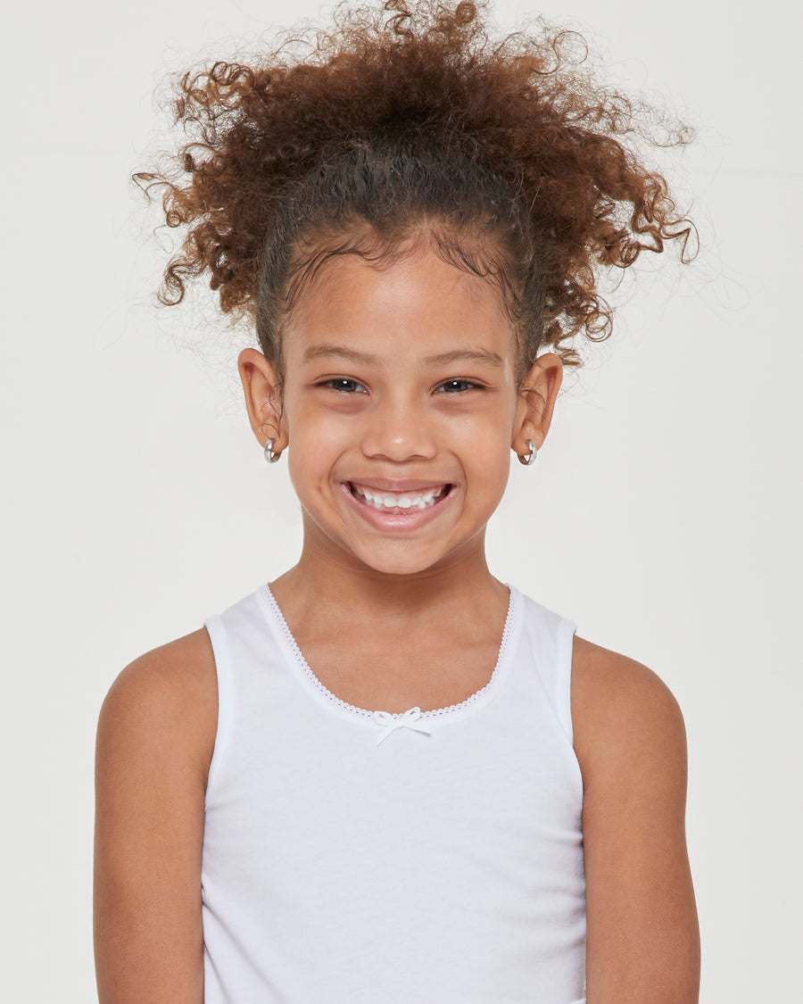 Girls' organic cotton crew neck wide strap vest