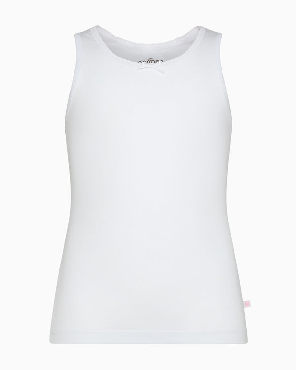 Girls' organic cotton crew neck wide strap vest