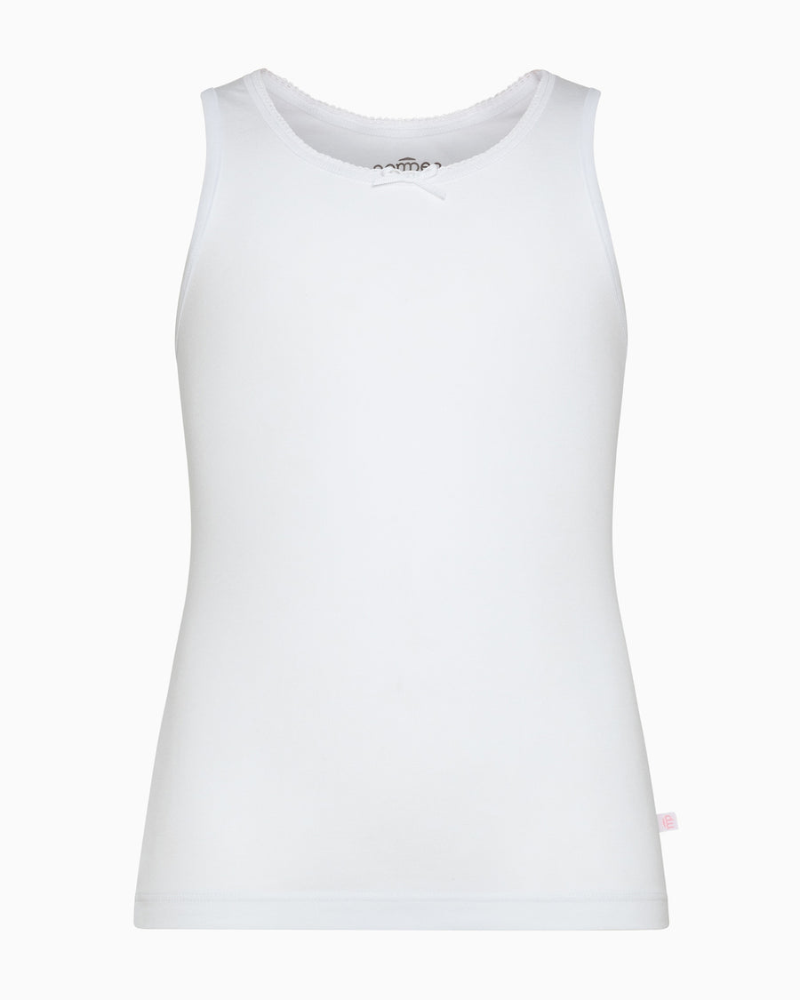 Girls' organic cotton crew neck wide strap vest