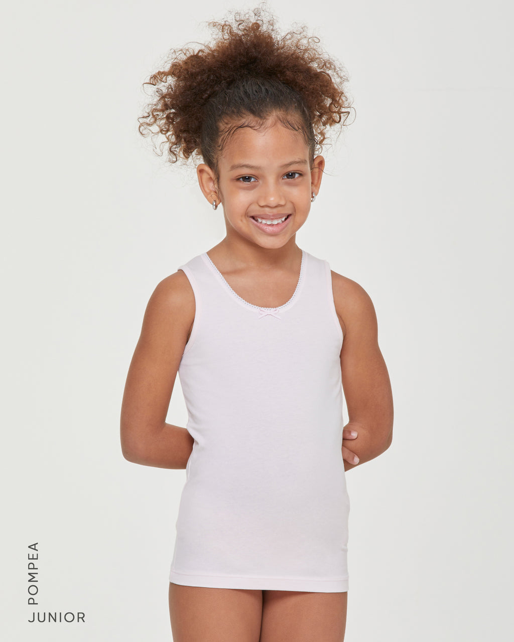 Girls' organic cotton crew neck wide strap vest