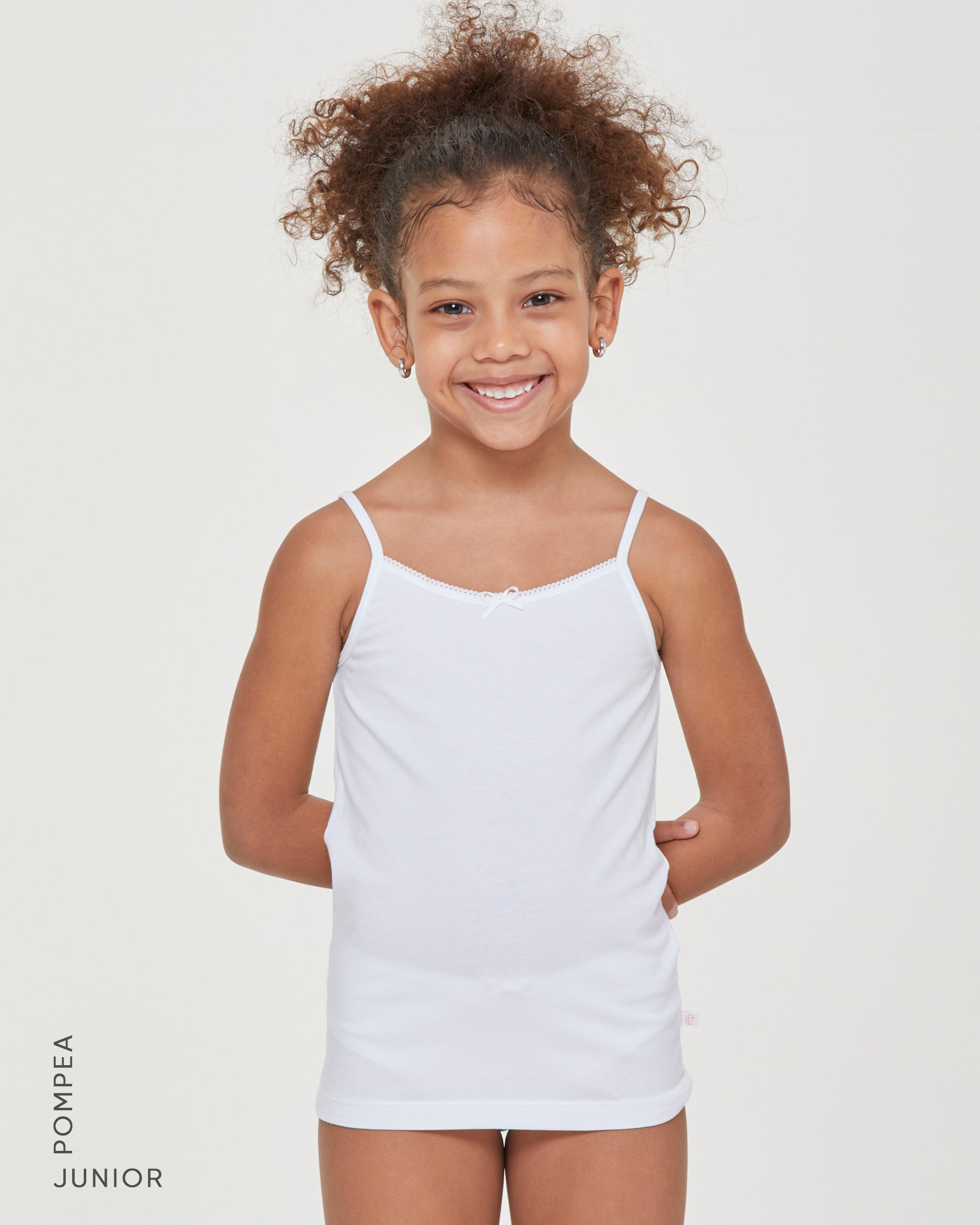 Girls' organic cotton crew neck thin strap vest