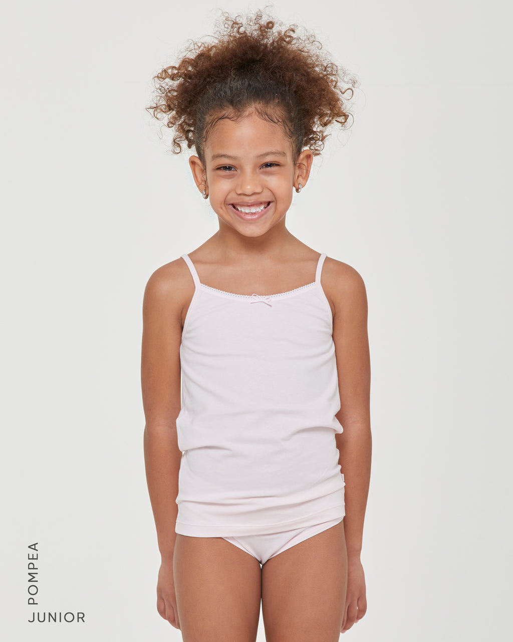 Girls' organic cotton crew neck thin strap vest