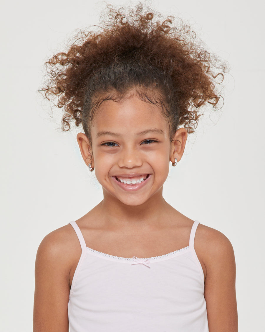 Girls' organic cotton crew neck thin strap vest