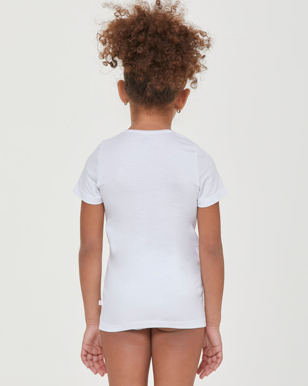 T-shirt col rond en coton bio pour fille