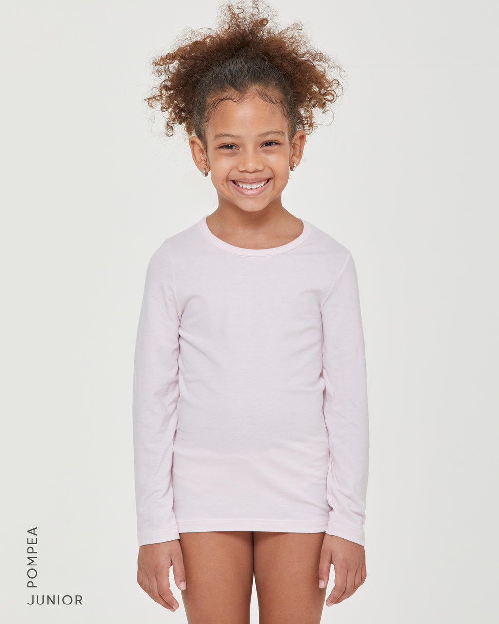 Girls' warm organic cotton long-sleeve crew neck top 