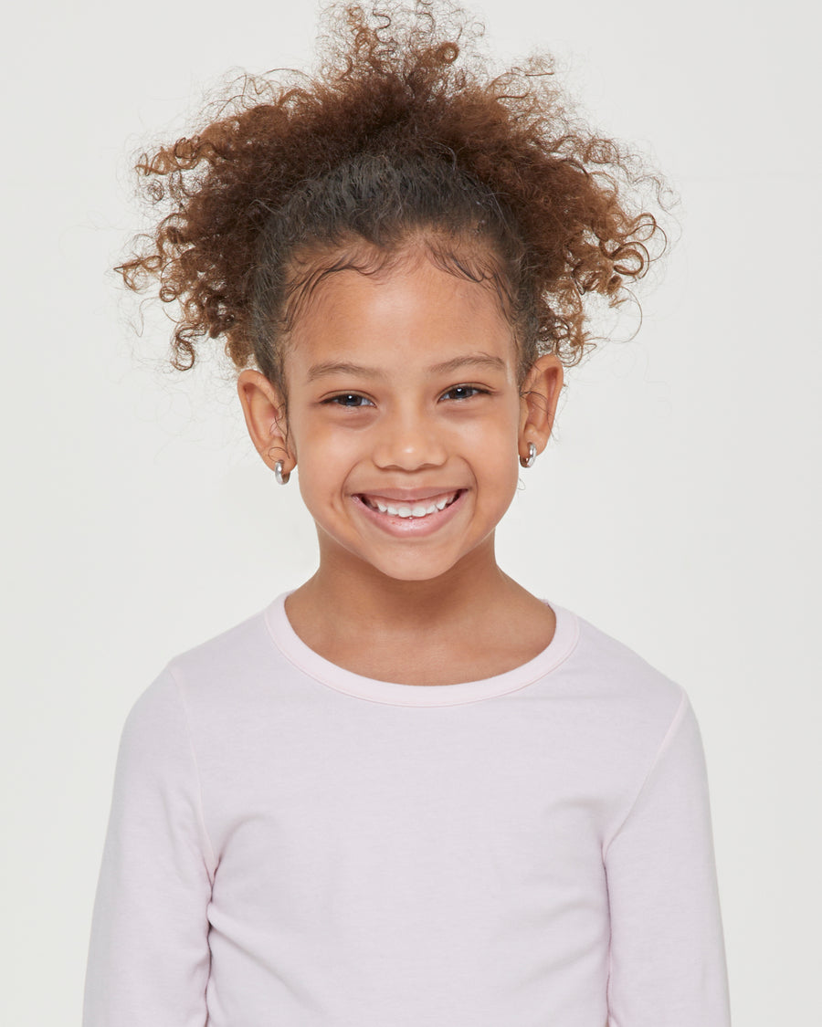 Girls' warm organic cotton long-sleeve crew neck top 