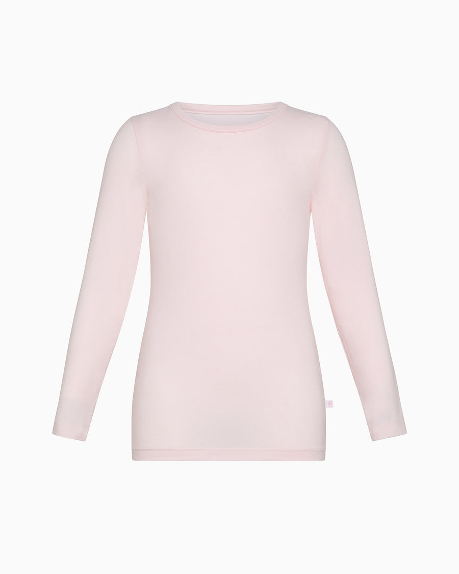 Girls' warm organic cotton long-sleeve crew neck top 