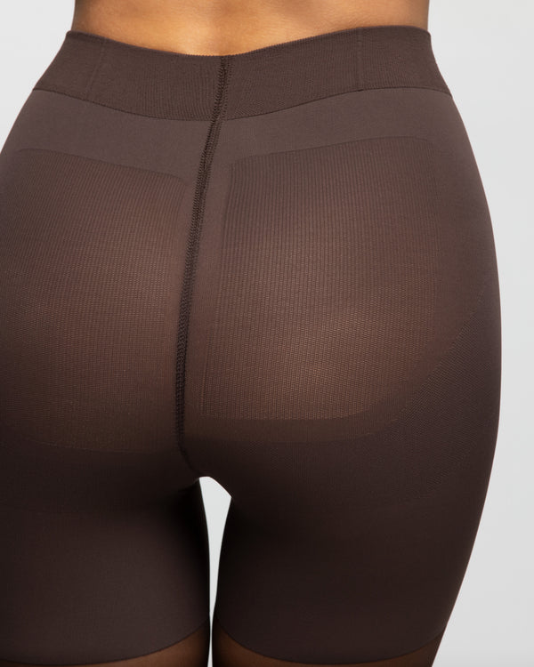 20 denier push up tights, cell. zero, coffee brown
