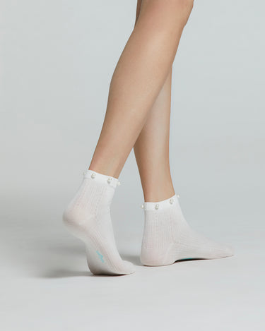 MORGANA COTTON SOCKS WITH FAUX PEARL BEADING