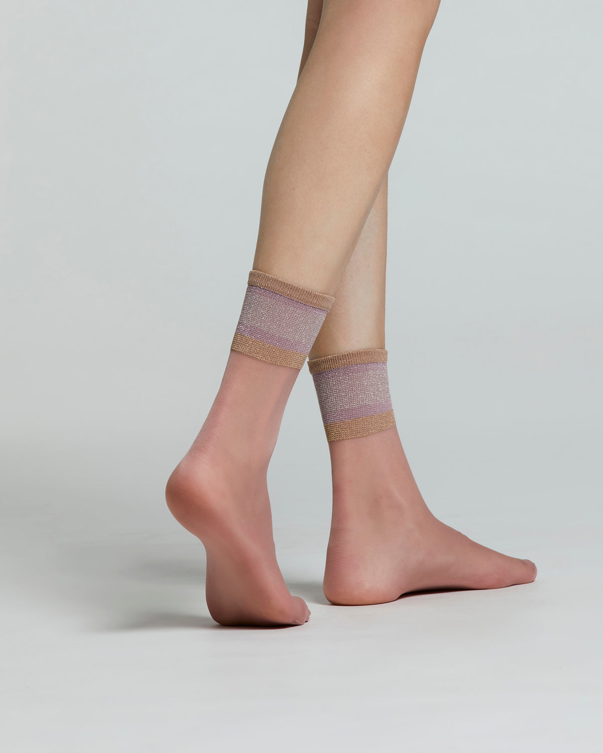Transparente Fleur-Socken mit gestreiftem Rand