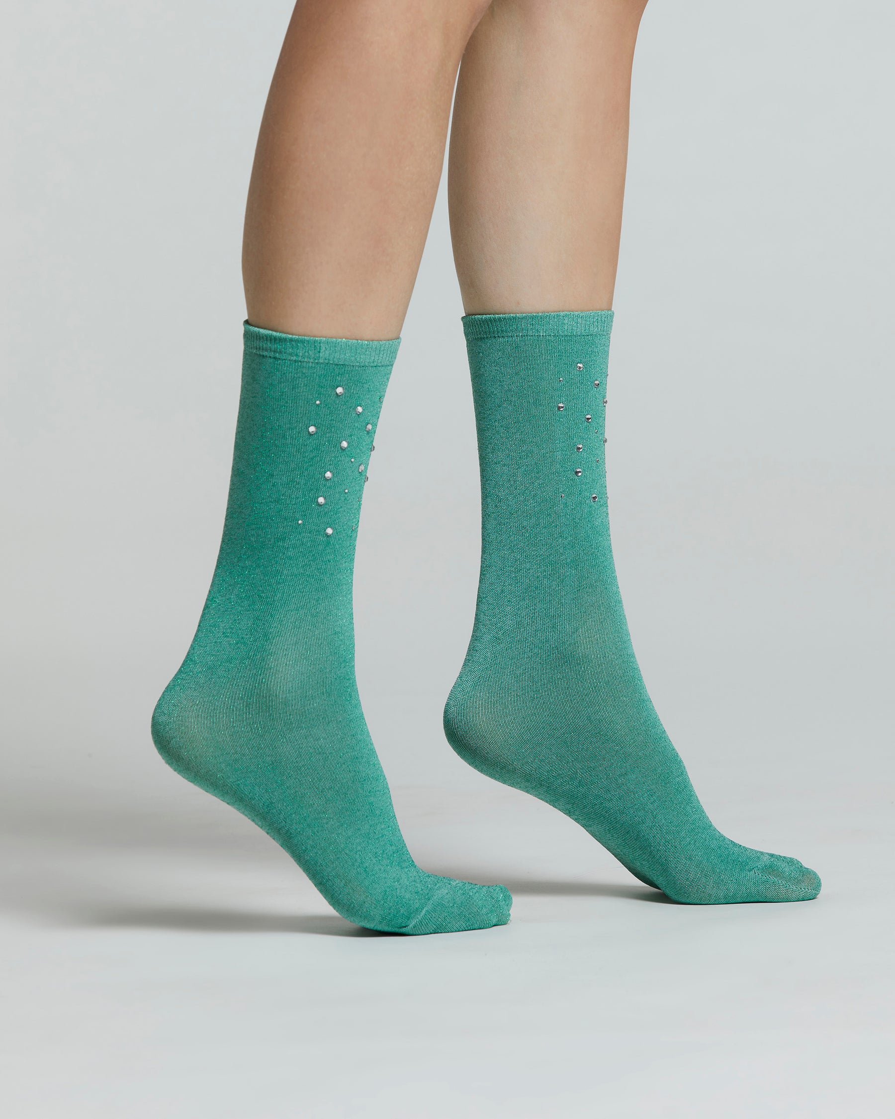 COTTON LAMÉ ACANTO SOCK WITH DIAMANTÉ DETAILING