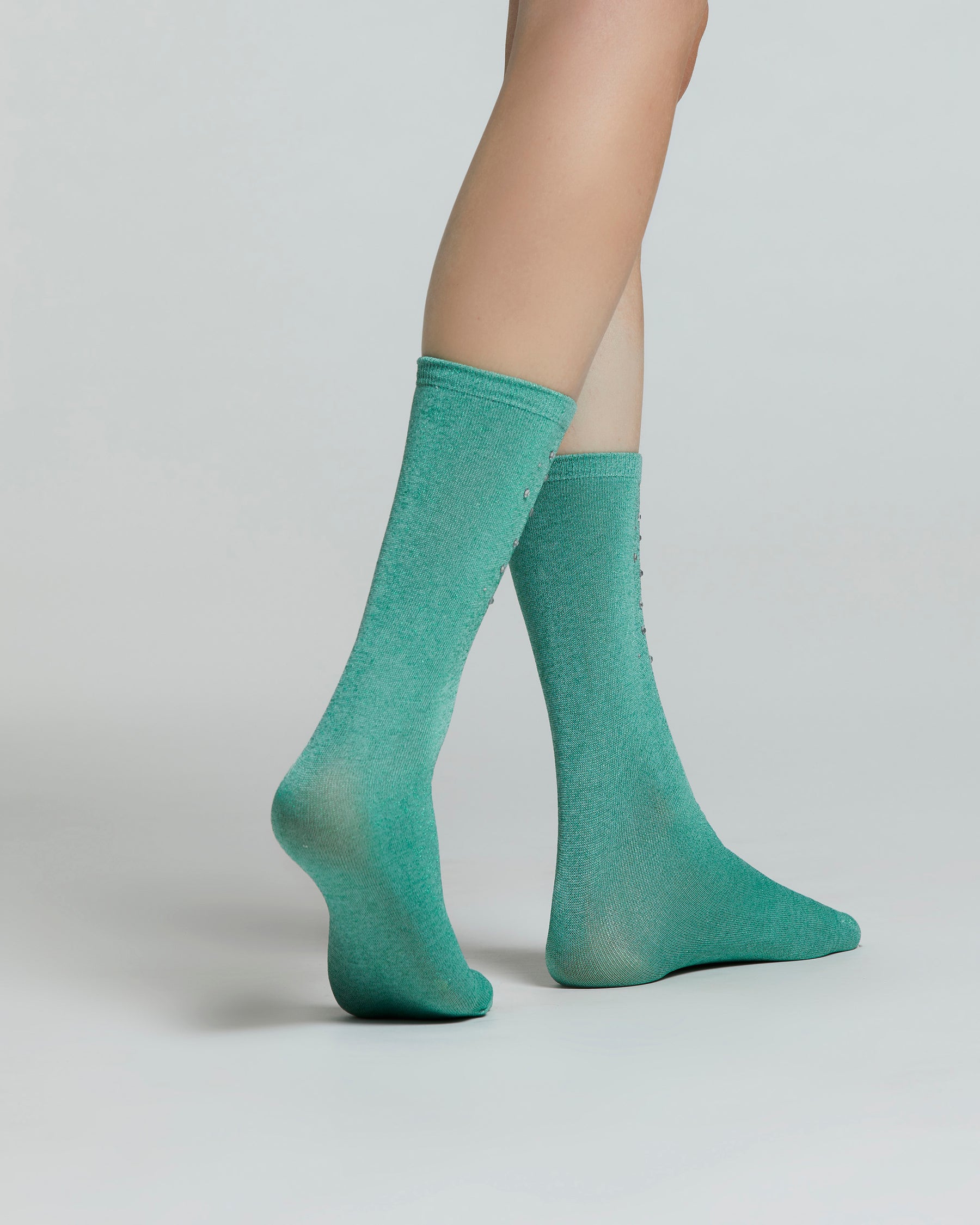 COTTON LAMÉ ACANTO SOCK WITH DIAMANTÉ DETAILING