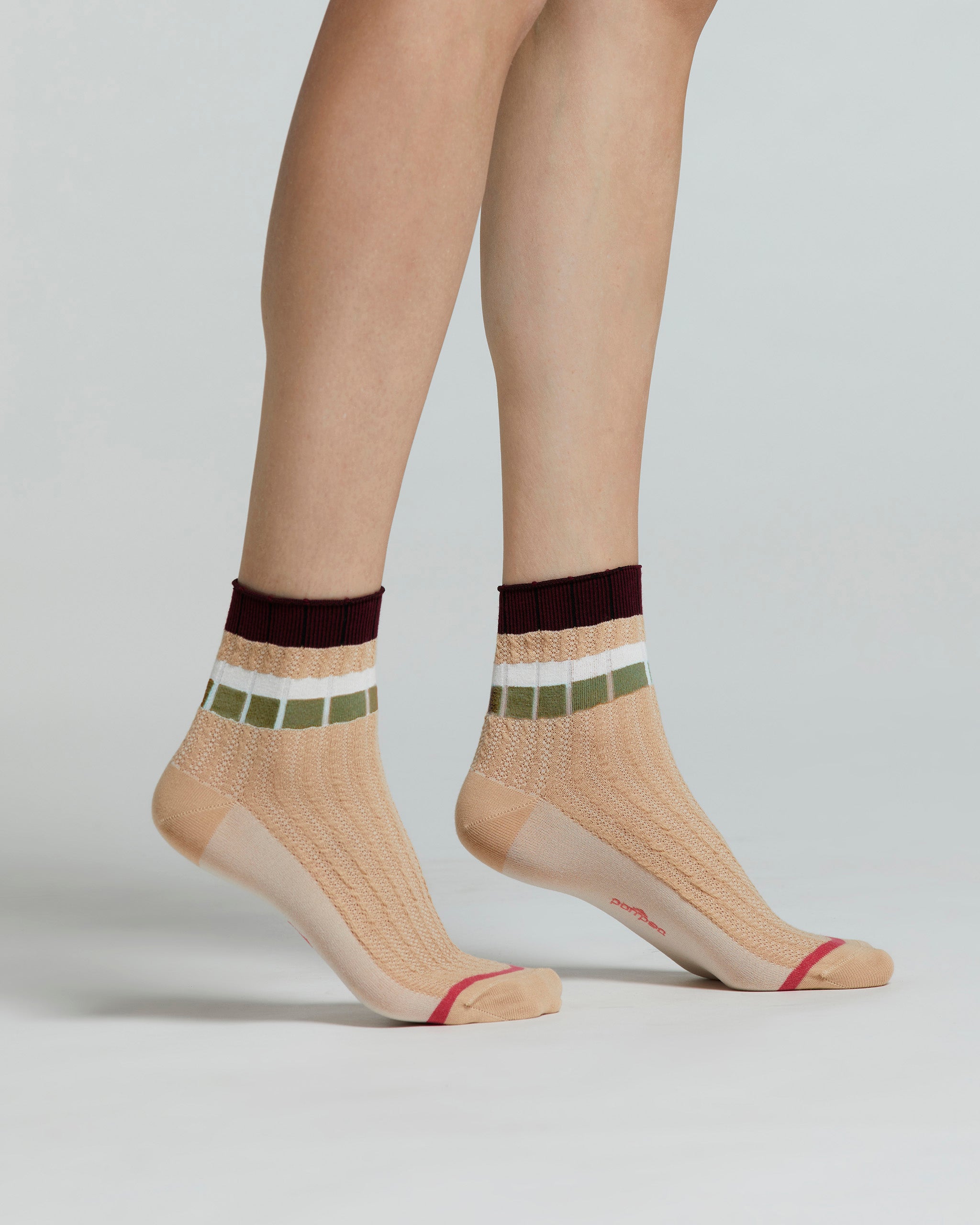 COTTON BEGONIA SOCK WITH CONTRASTING HORIZONTAL STRIPES