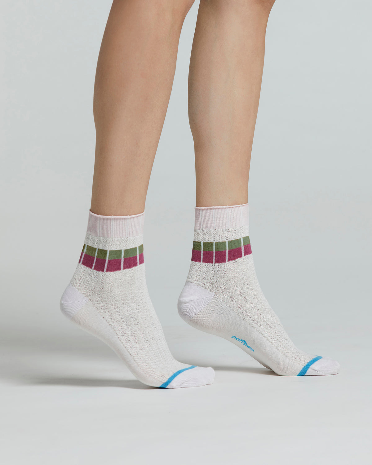 COTTON BEGONIA SOCK WITH CONTRASTING HORIZONTAL STRIPES