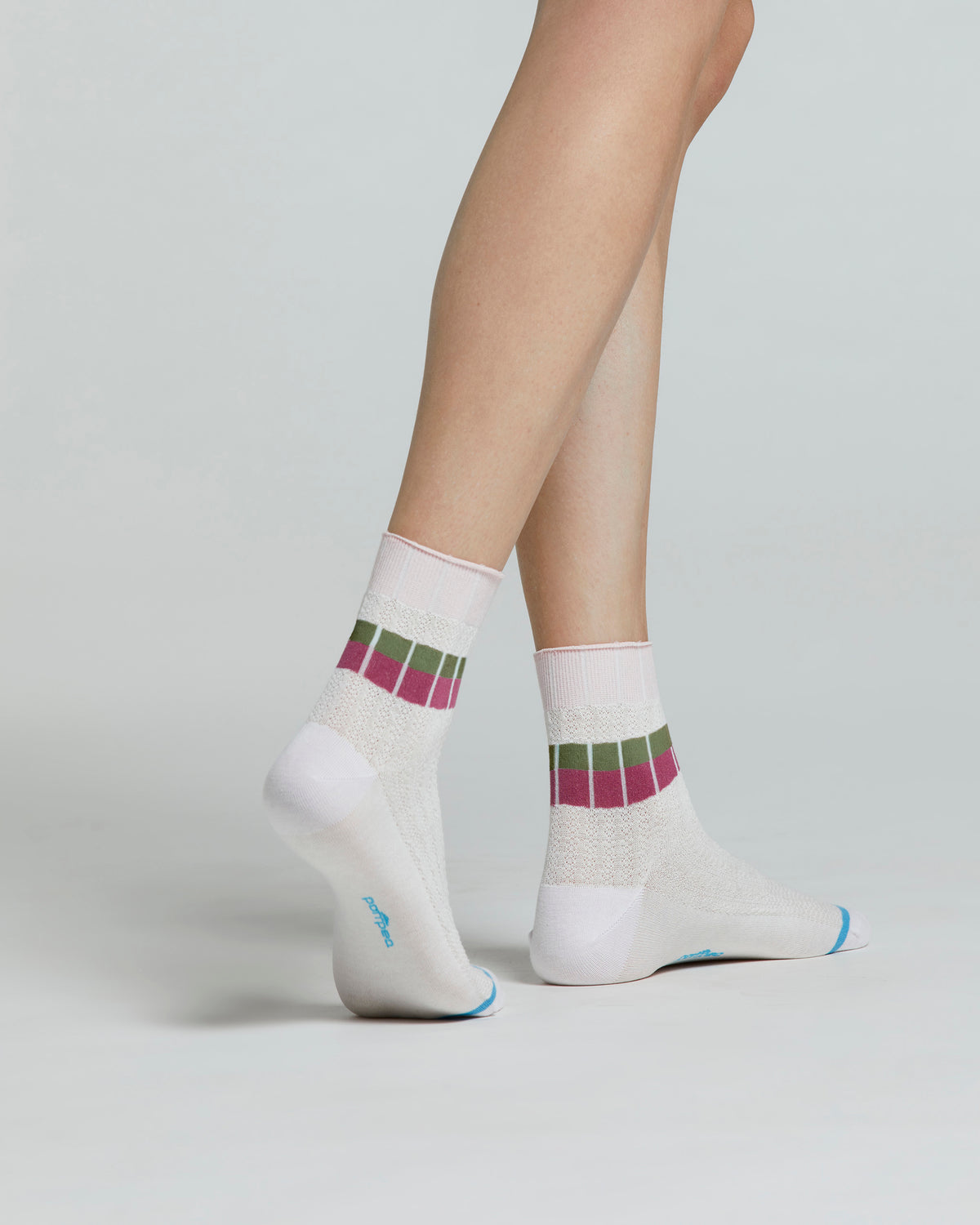 COTTON BEGONIA SOCK WITH CONTRASTING HORIZONTAL STRIPES