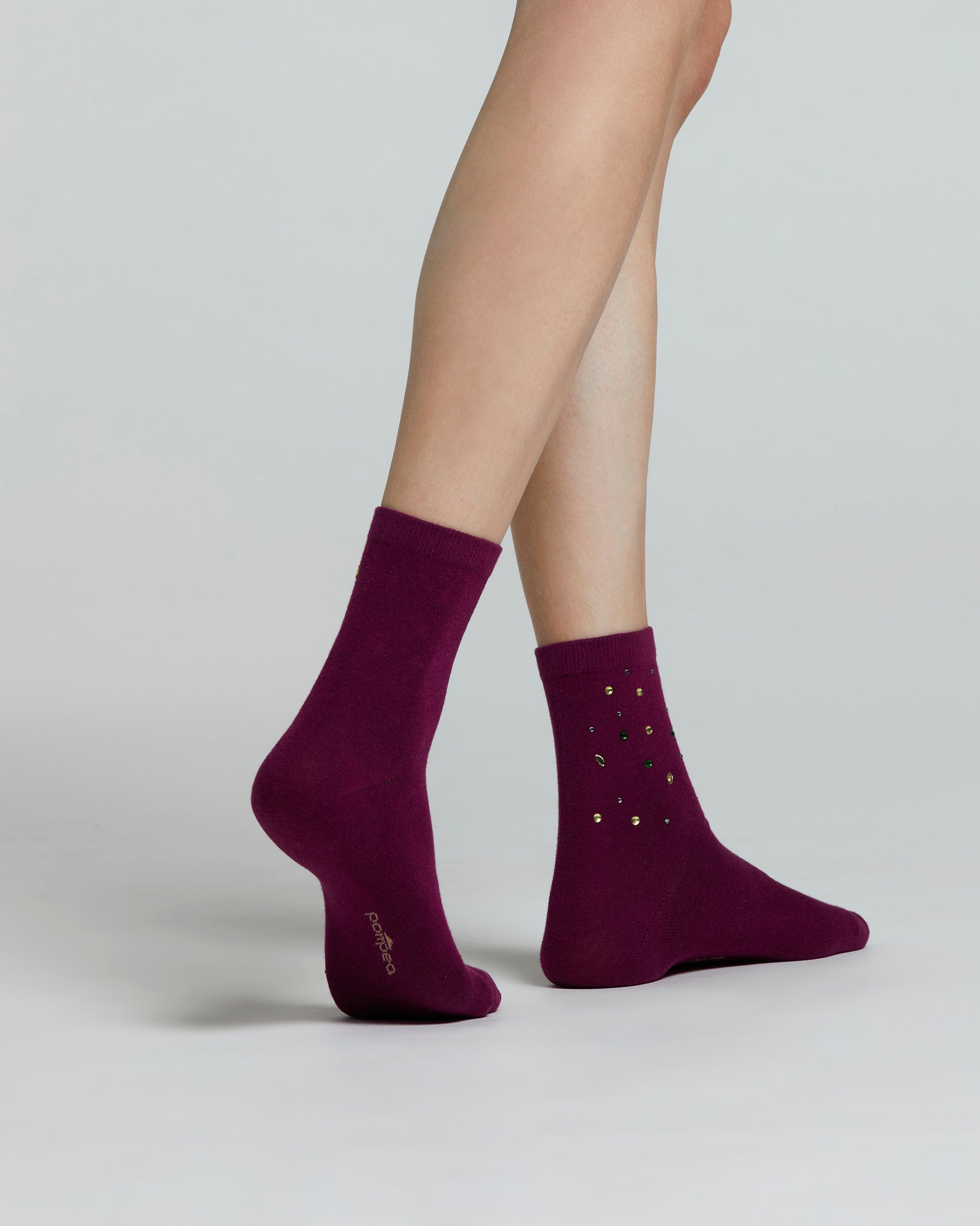CALZINO COTONE GELSOMINO CON DECORAZIONI MISTE