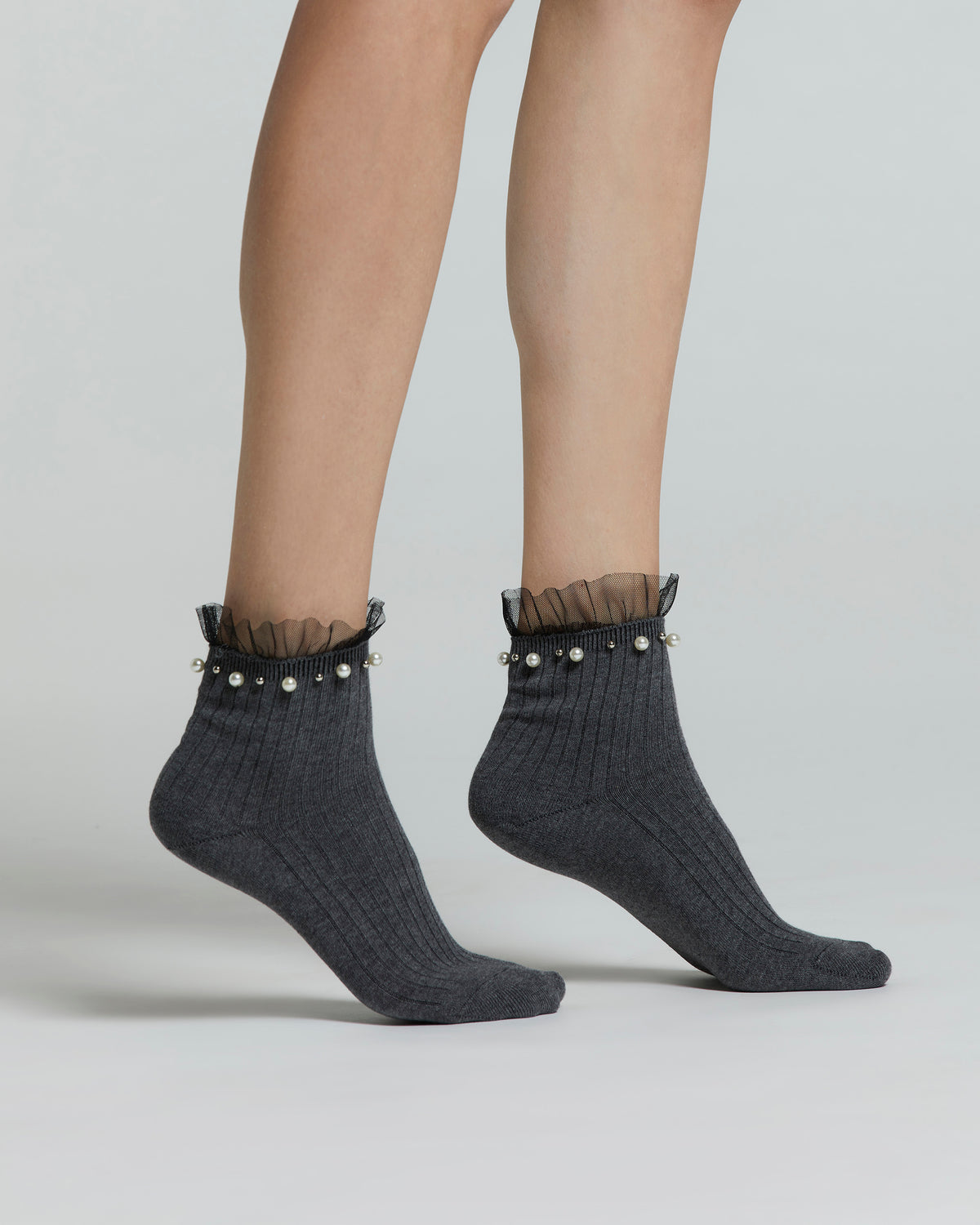 COTTON ORCHIDEA SOCK WITH PEARL DETAILING 