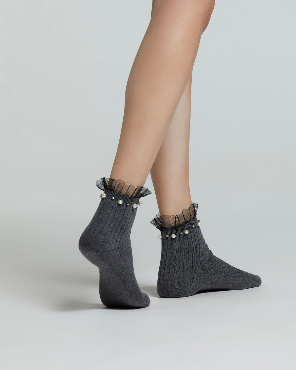 COTTON ORCHIDEA SOCK WITH PEARL DETAILING 
