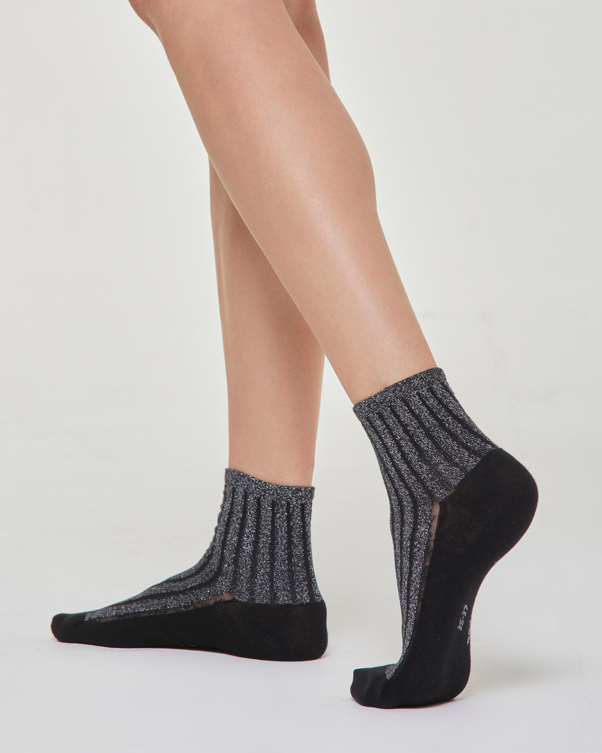 VALENTINA BAUMWOLLSOCKEN MIT LAMÉ-RIPPEN