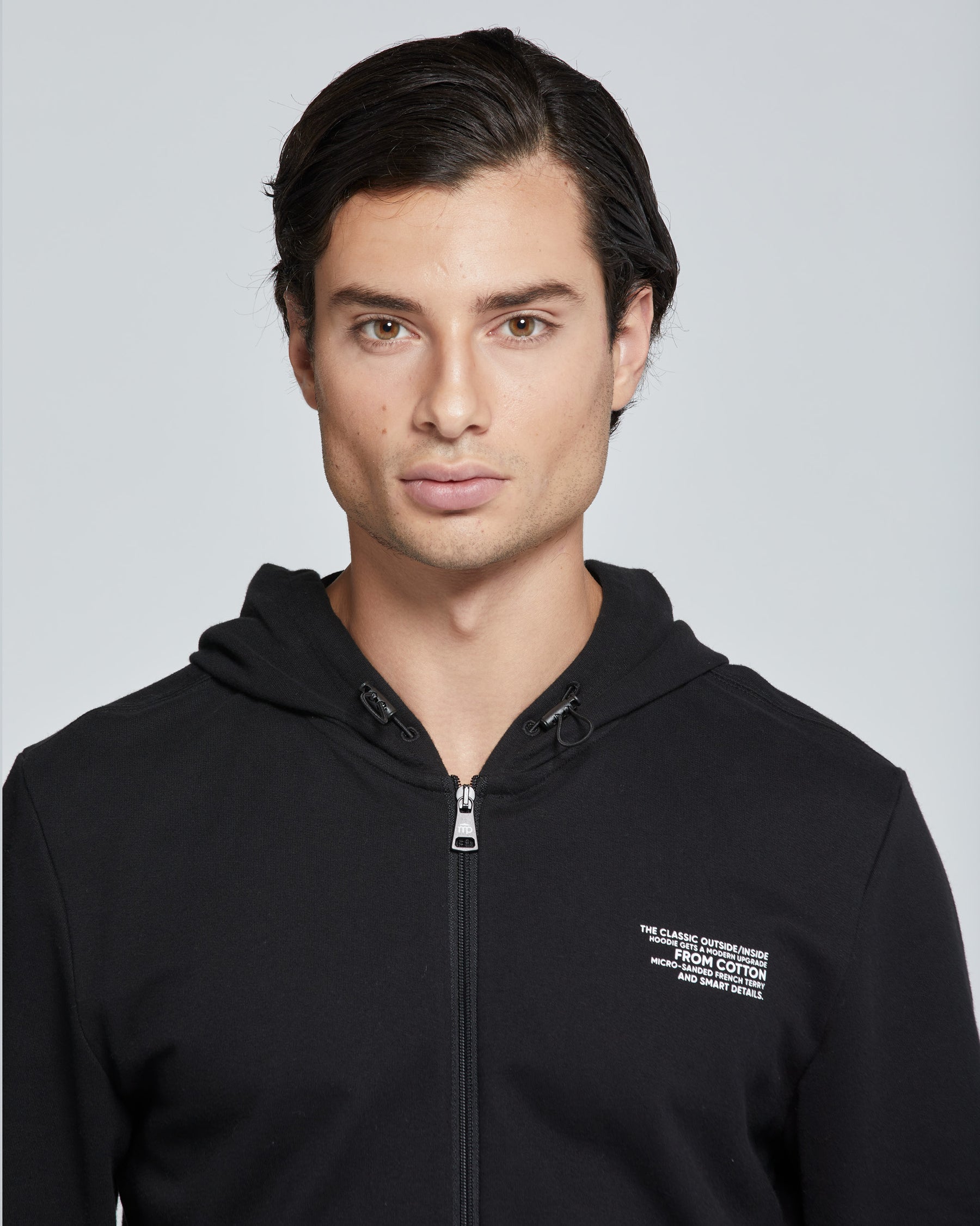 MEN'S SOLID COLOUR FULL ZIP COTTON HOODIE