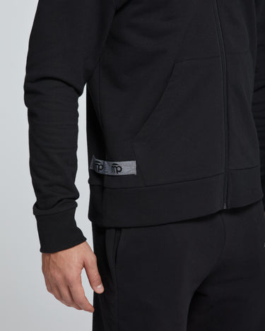 FELPA CON CAPPUCCIO E ZIP UOMO COTONE TINTA UNITA
