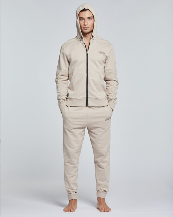 MEN'S SOLID COLOUR FULL ZIP COTTON HOODIE