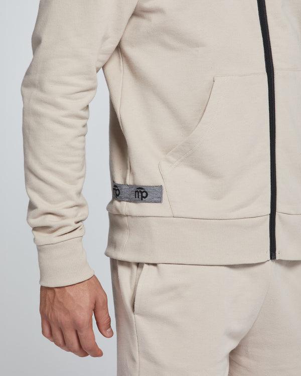 MEN'S SOLID COLOUR FULL ZIP COTTON HOODIE
