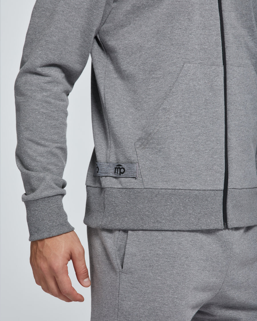 MEN'S SOLID COLOUR FULL ZIP COTTON HOODIE 