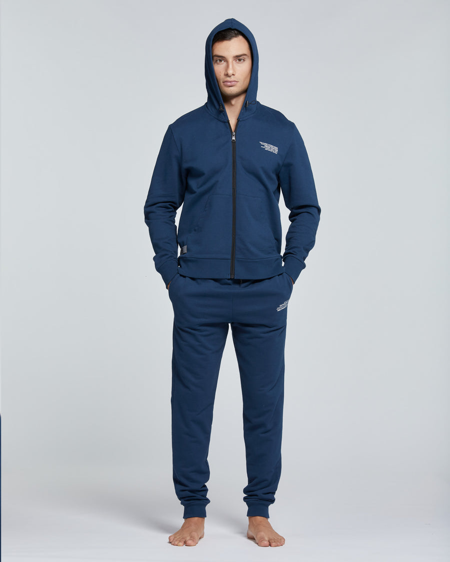 FELPA CON CAPPUCCIO E ZIP UOMO COTONE TINTA UNITA
