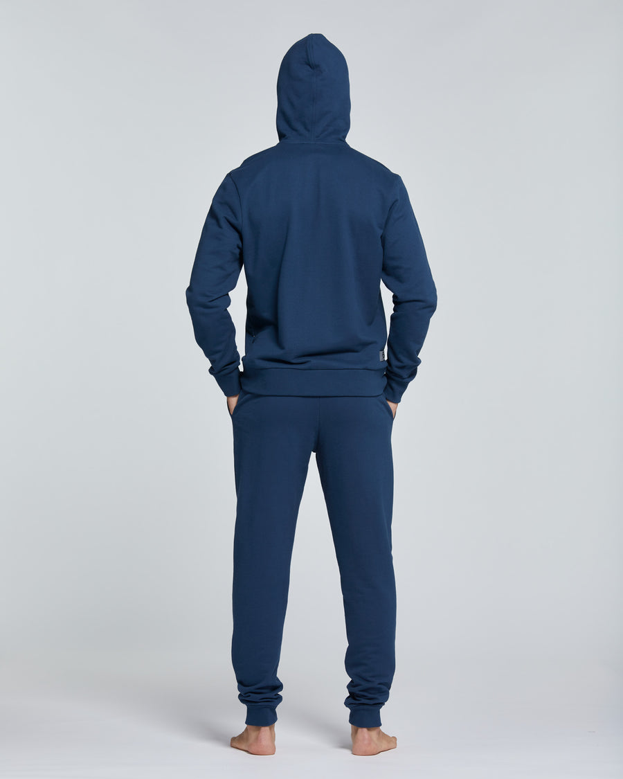 FELPA CON CAPPUCCIO E ZIP UOMO COTONE TINTA UNITA