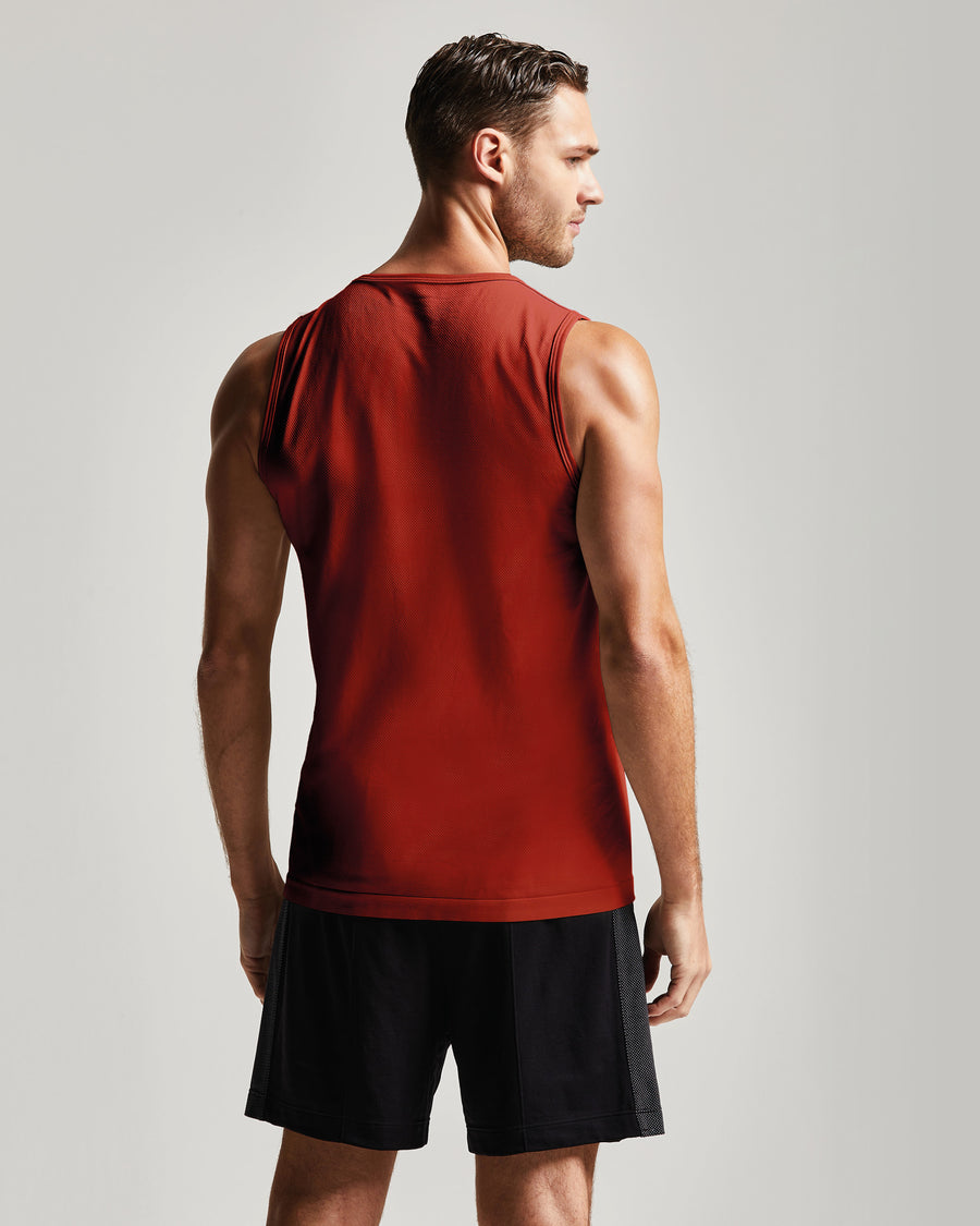 Men's rust-coloured sports tank top, Men's Athletic Tank Top