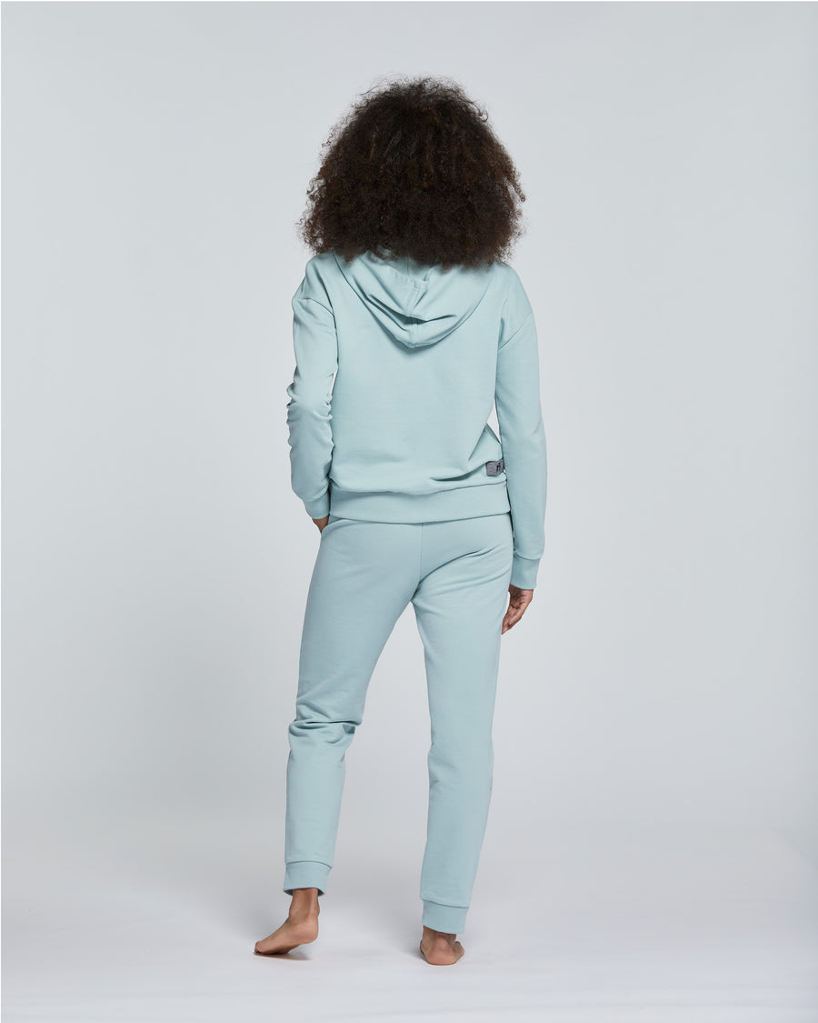 WOMEN'S SOLID COLOUR FULL ZIP COTTON HOODIE 
