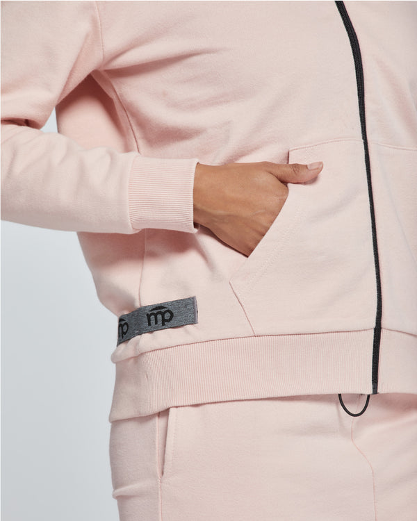 WOMEN'S SOLID COLOUR FULL ZIP COTTON HOODIE 
