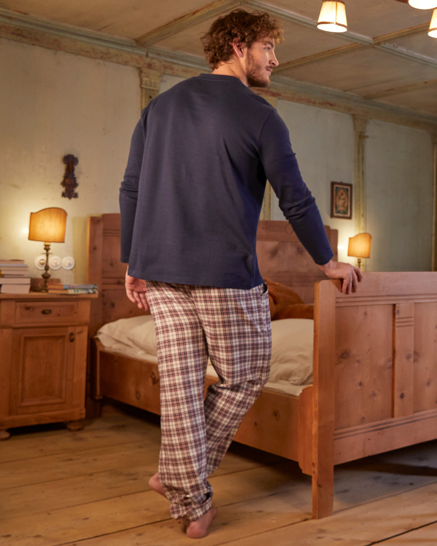 Men's Christmas pyjamas in interlock cotton and flannel 