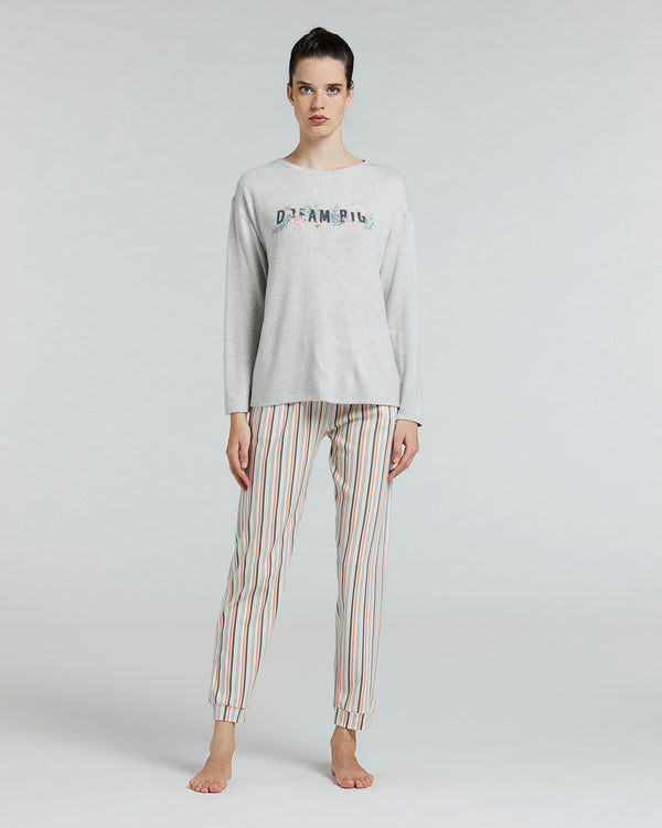 LONG RIGEL PYJAMAS IN VISCOSE AND COTTON 