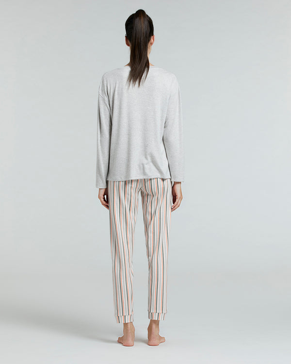 LONG RIGEL PYJAMAS IN VISCOSE AND COTTON 
