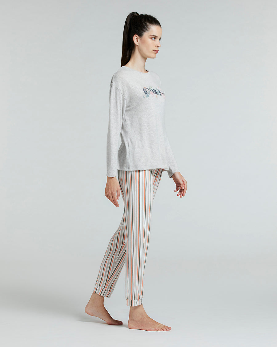 LONG RIGEL PYJAMAS IN VISCOSE AND COTTON 